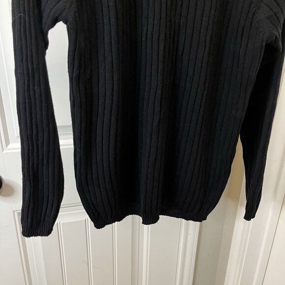 Brandini Men's Size L Crewneck Long Sleeve Ribbed Sweater 100% New Wool Black - Picture 4 of 10